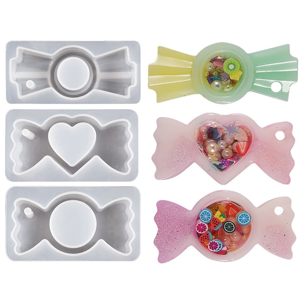1pc Simple Diy Square & Round Shaped Candy Pendant Resin Mold For Keychain, Jewellery Making - Clear - View 1