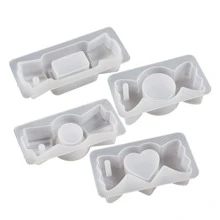 1pc Simple Diy Square & Round Shaped Candy Pendant Resin Mold For Keychain, Jewellery Making - Clear - View 8