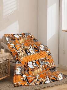 1 pieza rugby patrón Manta de franela unisex Textiles para el hogar - Multicolor - Ver 2