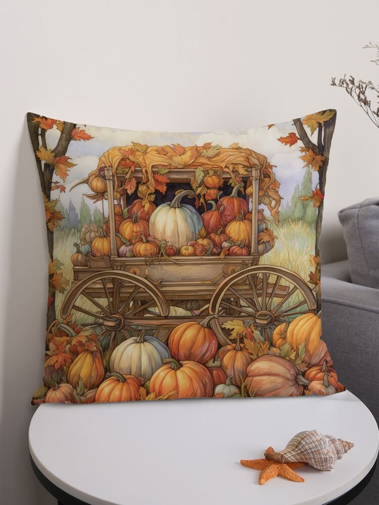 Andaot Set di 2 federe decorative autunnali arancioni da 50 x 50 cm, con pompon, set di federe quadrate in morbido velluto per divano, soggiorno, camera da letto, 50 x 50 cm