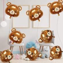 8 pièces de ballons en forme d'ours pour la décoration de baby shower, remplis d'hélium, de couleur marron, convenant pour les fêtes à thème jungle, forêt, ferme ou chasse, Noël