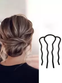 1pc Hair Bun Maker With Comb For Hair Updos, Hair Accessory - Black - View 1