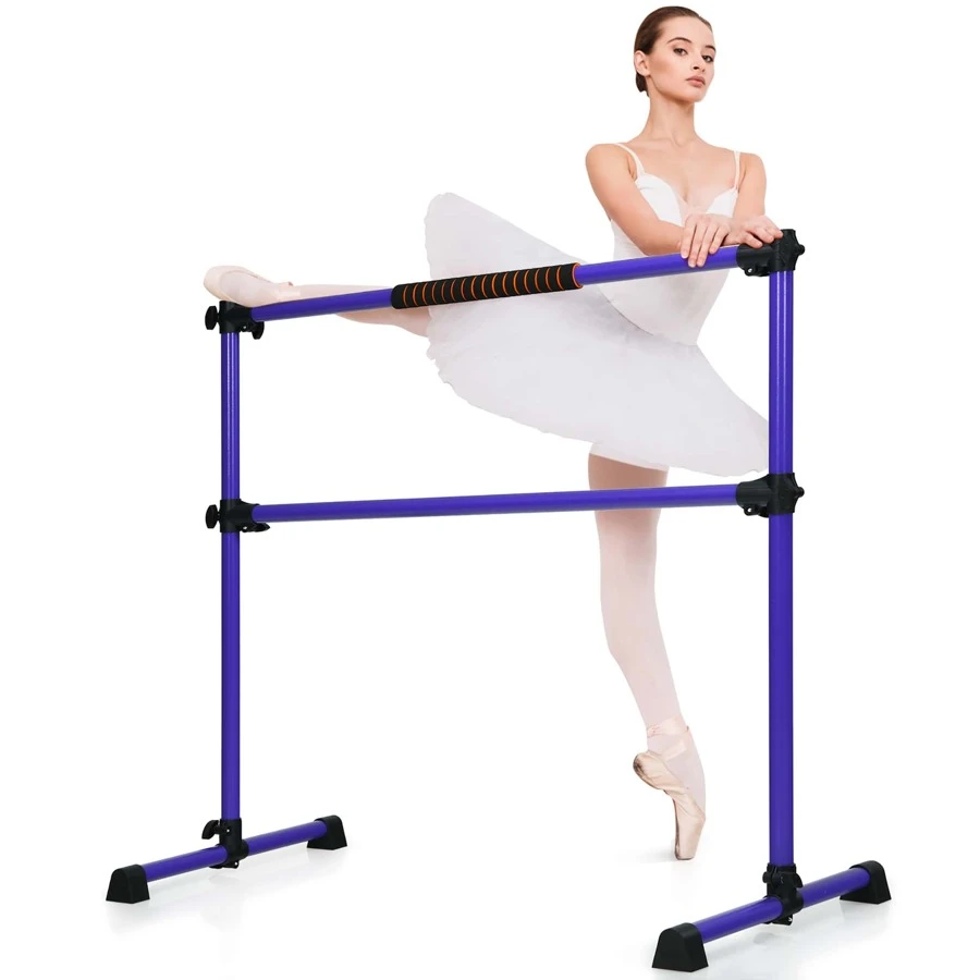 Goplus Portable Ballet Barre 4ft Freestanding Adjustable Double Dance Bar - Purple - View 1