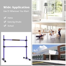 Goplus Portable Ballet Barre 4ft Freestanding Adjustable Double Dance Bar - Purple - View 6