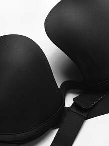 Women's Push Up Bra With Side Support And Tanga Panties Set, Triangle Design - Black - View 2