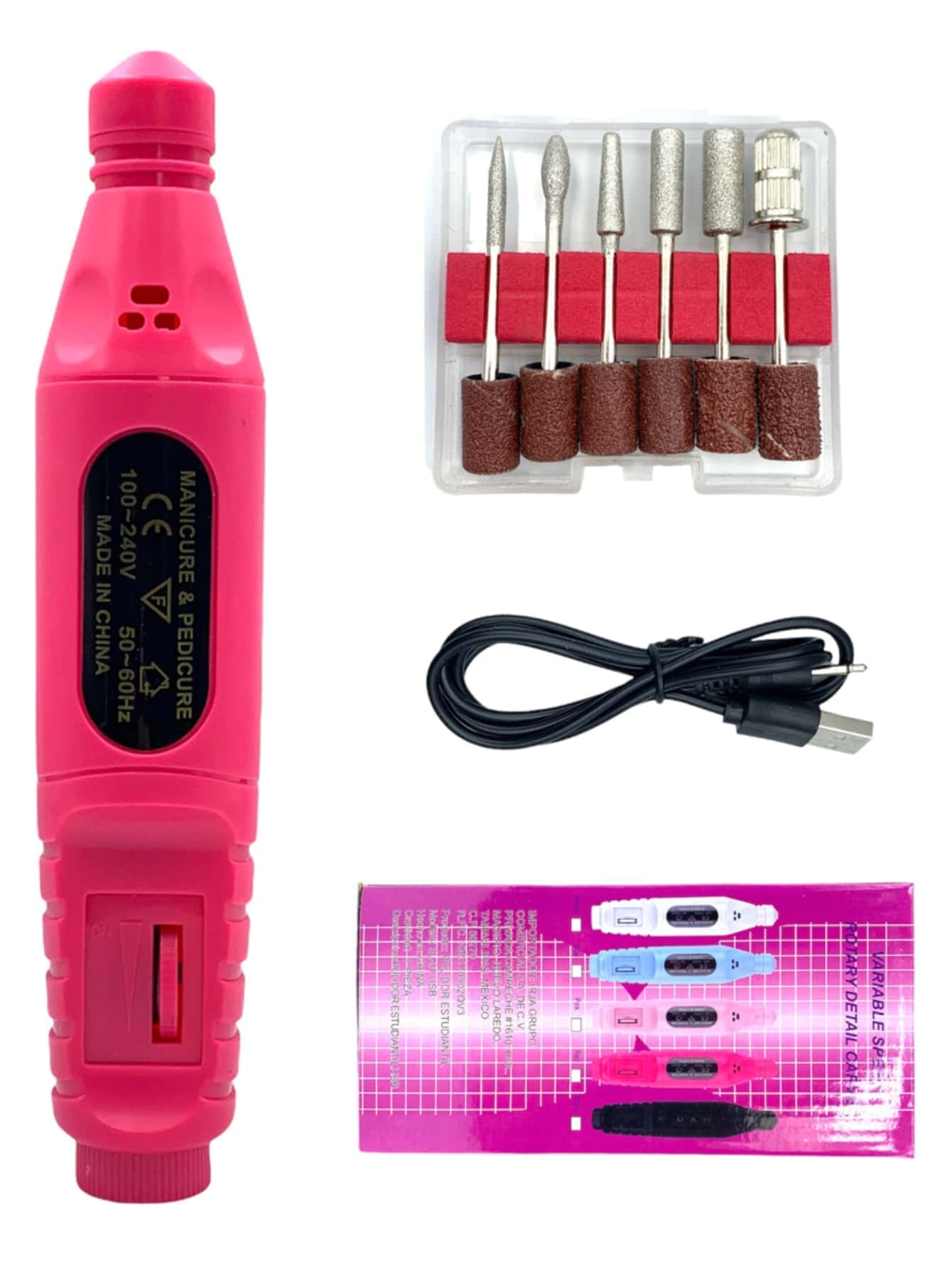 PULIDOR ESTUDIANTIL USB DRILL UÑAS ESMERIL LEODY rey - Rosa Fucsia - Ver 1