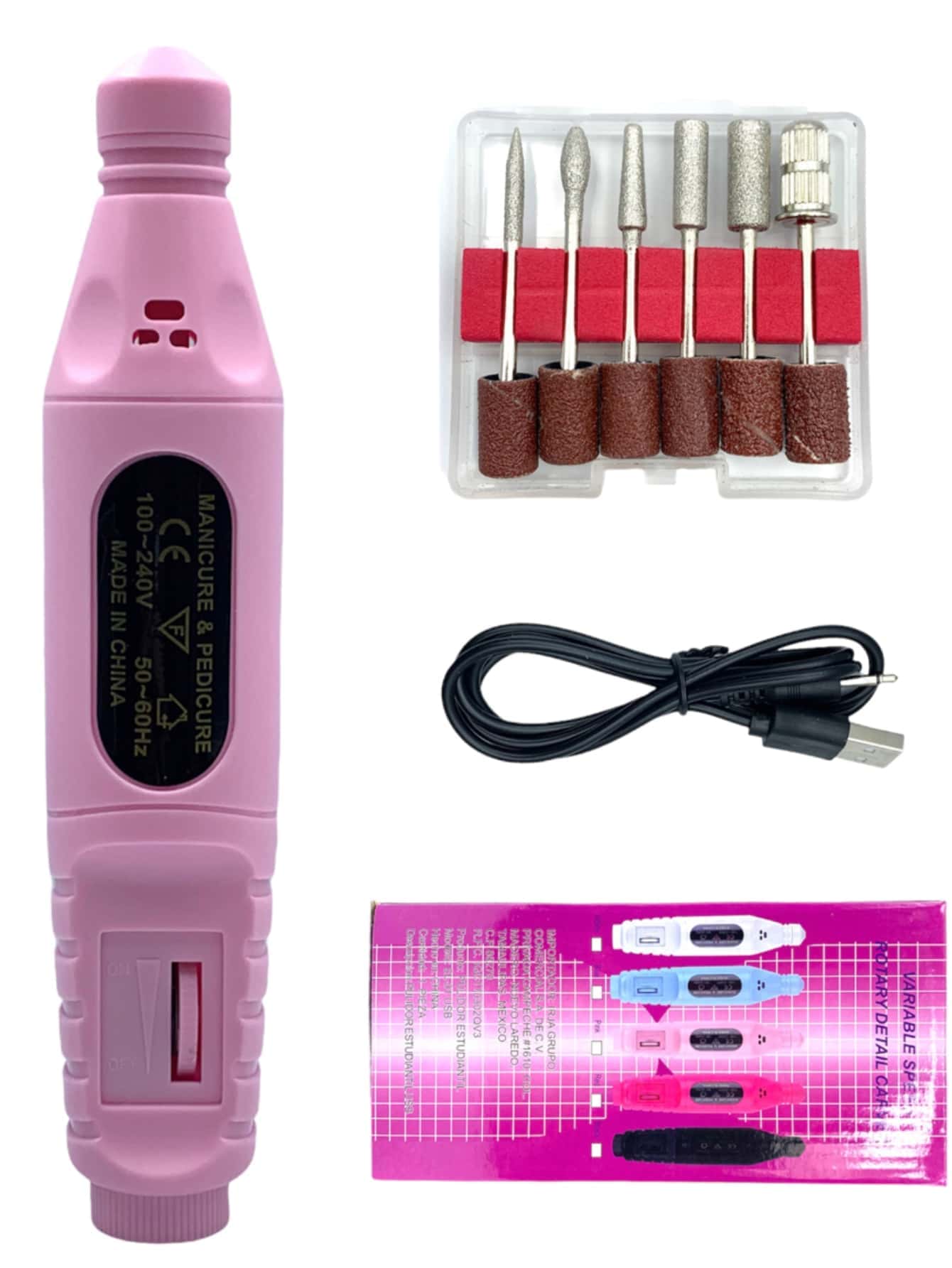 STUDENT POLISHER USB DRILL NAIL EMERATURE LEODY Rey - Pink - View 1