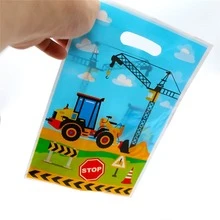 建造派對用品,10入組推土機卡車塔仙鶴派對禮品托特包適用於男孩款待玩具禮物收納袋生日寶寶派對,派對禮品包可愛包適用於兒童生日