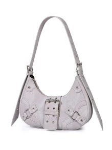 Korean Punk Style Versatile Women Shoulder Bag - Light Grey - View 3