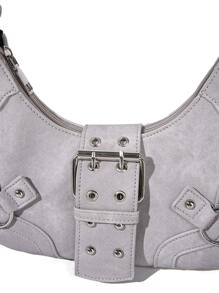 Korean Punk Style Versatile Women Shoulder Bag - Light Grey - View 10