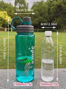 Botella de agua sin BPA plástico transparente , anti-caída , conveniente para el trabajo , exterior deportivo con correr - Verde - Ver 2