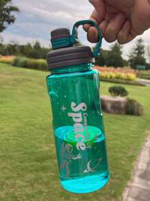 Botella de agua sin BPA plástico transparente , anti-caída , conveniente para el trabajo , exterior deportivo con correr - Verde - Ver 4