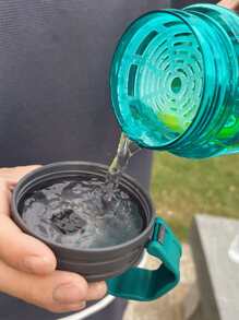 Botella de agua sin BPA plástico transparente , anti-caída , conveniente para el trabajo , exterior deportivo con correr - Verde - Ver 6