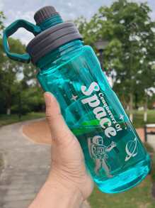 Botella de agua sin BPA plástico transparente , anti-caída , conveniente para el trabajo , exterior deportivo con correr - Verde - Ver 3