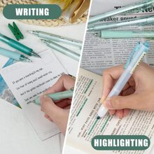12Pack Pastel Christmas Gel Pens Set, Cute Note Taking 0.5mm Fine Point Retractable 11 Pack Black Ink Pens With 1Pack Highlighter For Writing, School, Office - màu xanh lá - Xem 6