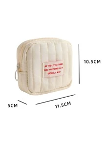 Minimalist Small Square Cosmetic Storage Bag With Strap, Pouch For Coins, Lipsticks For Girls And Students For Travel Storage Bag,Makeup Bag,Cosmetic Bag,Vacation Organizer,Large Capacity Makeup Organizer Makeup Case, For Lipstick, Brush, Skincare, Mobile Phone, Coin, Small Items, For Home,Gift,Vacation And Festival Halloween Christmas Multifunctional Use - Beige - View 6