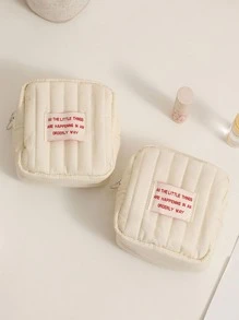 Minimalist Small Square Cosmetic Storage Bag With Strap, Pouch For Coins, Lipsticks For Girls And Students For Travel Storage Bag,Makeup Bag,Cosmetic Bag,Vacation Organizer,Large Capacity Makeup Organizer Makeup Case, For Lipstick, Brush, Skincare, Mobile Phone, Coin, Small Items, For Home,Gift,Vacation And Festival Halloween Christmas Multifunctional Use - Beige - View 4