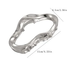 1pc Ladies' Asymmetric Geometric Metal Claw Clip, Suitable For Daily Wear - Silver - View 5