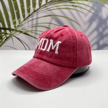 Mom/ Dad Letter Print Baseball Cap For Couple, Father's Day Mother's Day Gift - Red - View 2