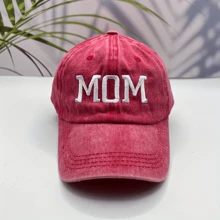 Mom/ Dad Letter Print Baseball Cap For Couple, Father's Day Mother's Day Gift - Red - View 5