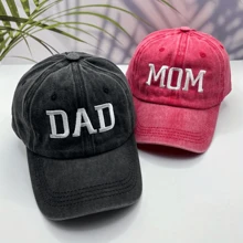 Mom/ Dad Letter Print Baseball Cap For Couple, Father's Day Mother's Day Gift - Red - View 1