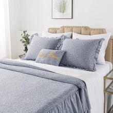 4 Piece Knit Ruffled Style Bed Skirt Coverlets Bedspreads With Throw Pillow - Xem 4