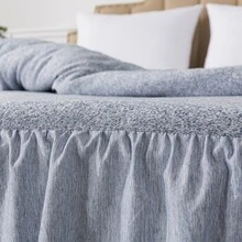 4 Piece Knit Ruffled Style Bed Skirt Coverlets Bedspreads With Throw Pillow - Xem 8