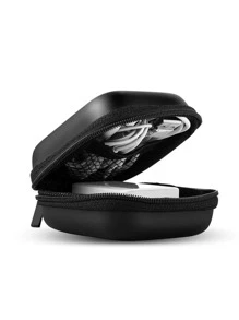 2 piezas negro viaje portátil Organizador de cable Bolso para carga de teléfono Cable , Auricular con Cable de dato gestión , ideal para viajar , vacación con actividades al aire libre - Negro - Ver 4