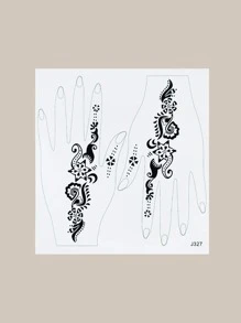 2st svart handblomma henna tatuering klistermärken - Svart - Visa 4