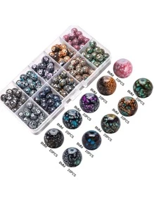 1盒0.8厘米玻璃圓珠DIY珠寶製作材料，適用於項鍊、手鍊、耳環等 - 彩色 - 查看 7