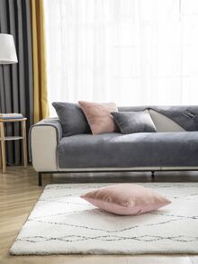 加厚長毛絨沙發墊,防滑,歐洲風格,柔軟的豪華沙發套適合冬天 - 灰色 - 查看 3