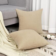 One Khaki Starry Pattern Decorative Pillow Cover (Pillow Core Not Included), Fashionable Modern Square Chenille Cushion Cover For Daily Use On Sofa, Bed, Car Or As A Lumbar Support. Universal For All Seasons. - Khaki - View 4