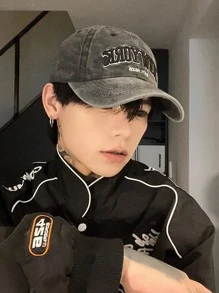 1頂復古洗水暗灰色丹寧棒球帽，街頭風 - 深灰色 - 查看 3