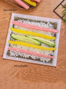 1PC Sushi Rolling Mat Non-Stick Sushi Making Tool Japanese Plastic Sushi Rolling Maker Homemade DIY Sushi Plate Mat Sushi Mold - White - View 7
