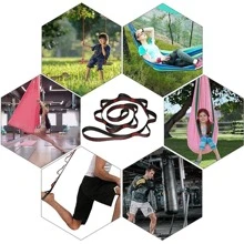 2 PCS Nylon Daisy Chain 9 Loop Adjustable Multipurpose Strap Rope 25kN Strong Climbing Straps 67 Inches for Yoga Swing Yoga Hammock Trapeze Ceiling Anchors Daisy Chain - Black - View 2