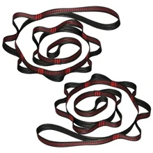 2 PCS Nylon Daisy Chain 9 Loop Adjustable Multipurpose Strap Rope 25kN Strong Climbing Straps 67 Inches for Yoga Swing Yoga Hammock Trapeze Ceiling Anchors Daisy Chain - Black - View 1