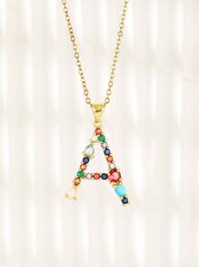 1 cái Cô gái Tinh tế Pha lê Chữ cái đầu tiên Dây chuyền với sức hấp dẫn Đối với Trẻ em Thời trang Buổi tiệc Dây chuyền Để Trang Trí Hàng Ngày Đối với Quà sinh nhật - Nhiều màu - Xem 2