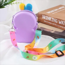 可爱硅胶动物邮差包、零钱包、玩具、流行礼物 - 紫色 - 查看 2