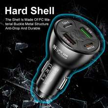 車充,快速充電,PC阻燃材質,智能熄火,自動斷電保護,12V-24V輸入電壓,一拖四點煙器,4入組車充,1入組 - 黑色 - 查看 2