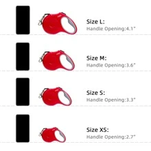 1 dây xích thú cưng màu đỏ abs có tay cầm chống trượt tiện dụng và dây đeo dệt có thể thu vào 3m/5m không bị rối 360°, thích hợp cho chó ngoài trời - Đỏ - Xem 5