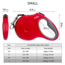 1 dây xích thú cưng màu đỏ abs có tay cầm chống trượt tiện dụng và dây đeo dệt có thể thu vào 3m/5m không bị rối 360°, thích hợp cho chó ngoài trời - Đỏ - Xem 7
