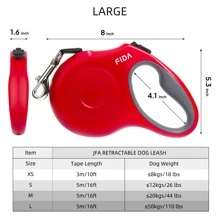 1 dây xích thú cưng màu đỏ abs có tay cầm chống trượt tiện dụng và dây đeo dệt có thể thu vào 3m/5m không bị rối 360°, thích hợp cho chó ngoài trời - Đỏ - Xem 9