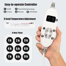 Costway 60''x50'' Electric Heated Blanket Throw w/10 Heat & 9 Hours Time Settiings - 灰色 - 查看 6