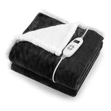Costway 60''x50'' Electric Heated Blanket Throw w/10 Heat & 9 Hours Time Settiings - 灰色 - 查看 2
