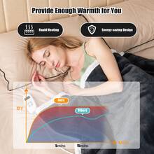 Costway 60''x50'' Electric Heated Blanket Throw w/10 Heat & 9 Hours Time Settiings - 灰色 - 查看 7