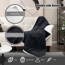 Costway 60''x50'' Electric Heated Blanket Throw w/10 Heat & 9 Hours Time Settiings - 灰色 - 查看 8