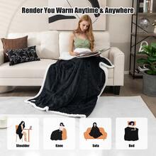 Costway 60''x50'' Electric Heated Blanket Throw w/10 Heat & 9 Hours Time Settiings - 灰色 - 查看 10