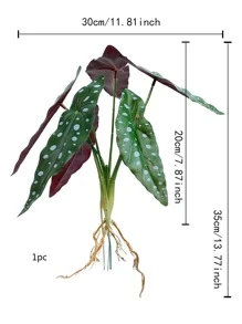 Hydroponic Simulation Begonia Leaf Plants, 1pc - Green - View 3