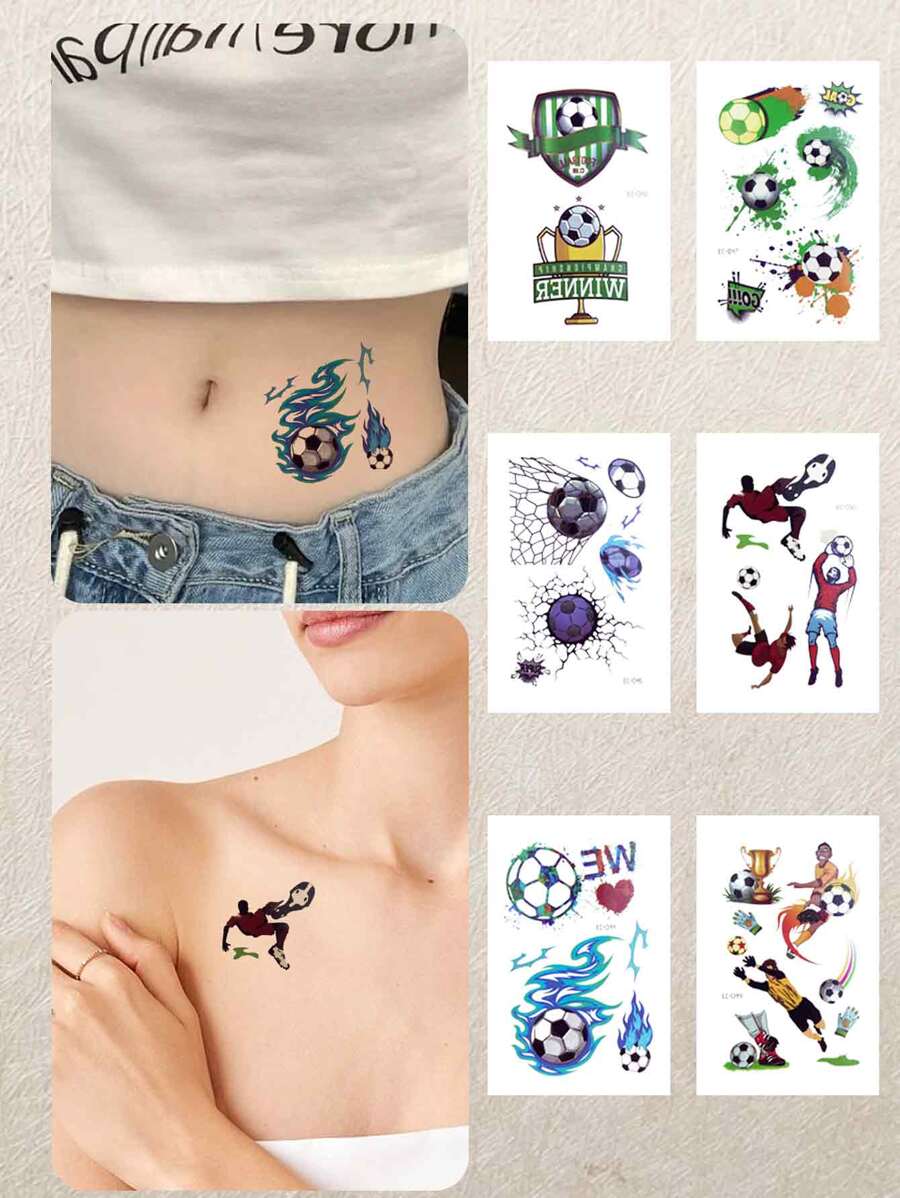 Sports Soccer Temporary Tattoo - Multicolor - View 1