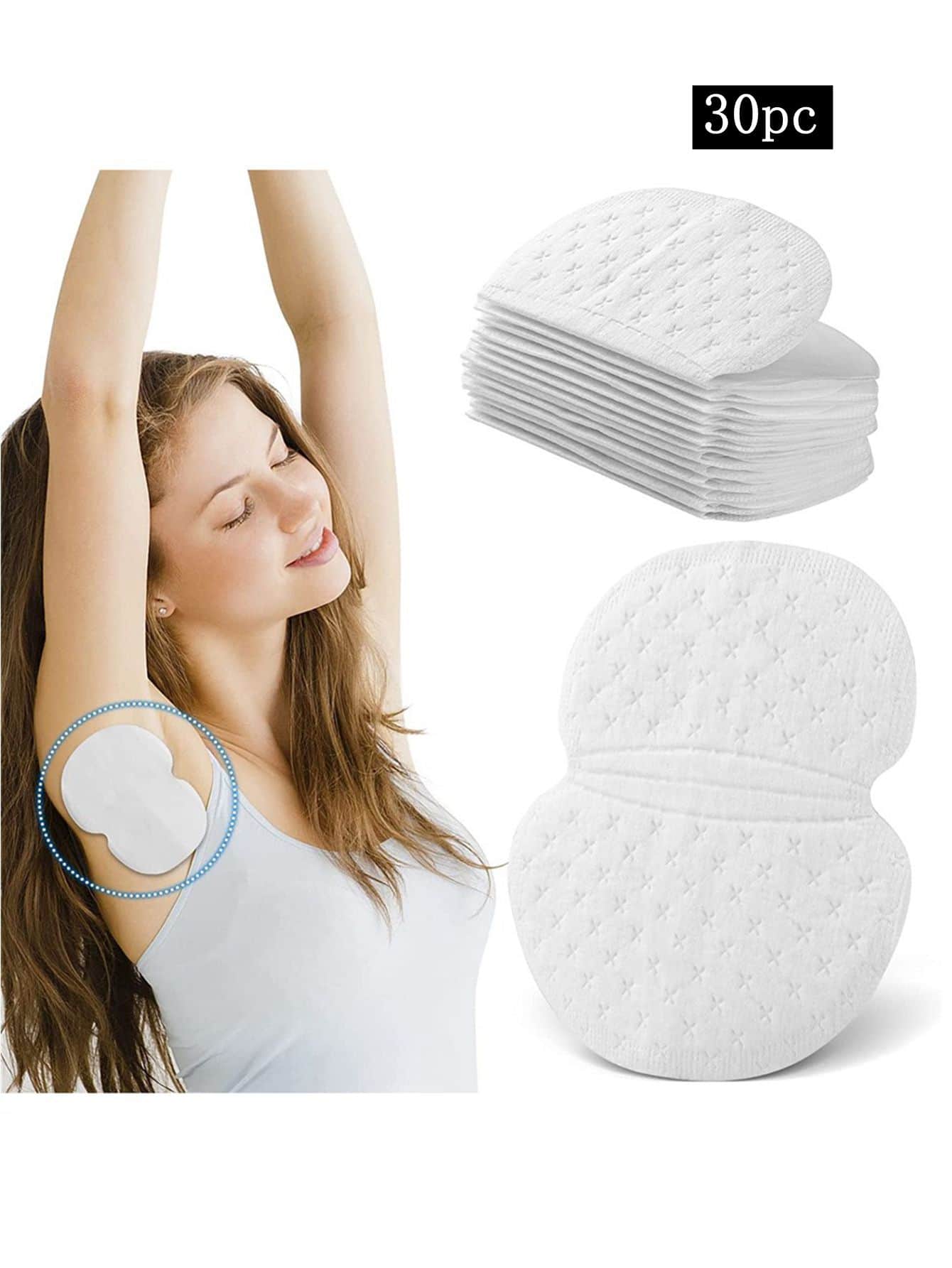 30pcs White Super Thin Sweat Absorbing Sticker For Men And Women's Underarm, Sweatproof, Breathable And Summer Perspiration Pad - White - View 1